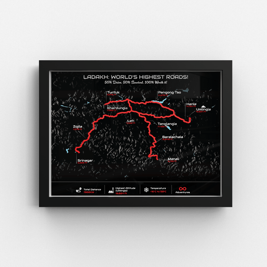 Ladakh Circuit | Premium Black 3D Route Frame for Himalayas