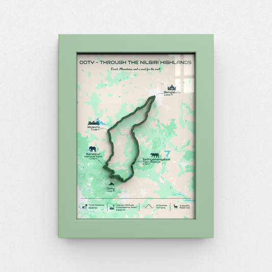 Ooty - Pop-Out 3D Route Frame | Nilgiri Green
