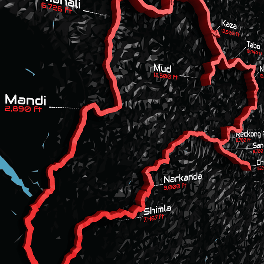Spiti Circuit - Signature 3D Route Frame | Premium Black
