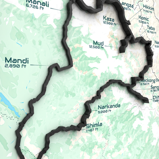 Spiti Circuit - Signature 3D Route Frame | Heritage Wood