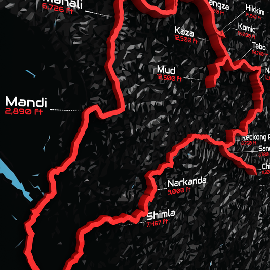 Spiti Circuit - Signature 3D Route Frame | Premium Black