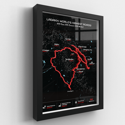 Grand Ladakh Circuit – Signature 3D Route Frame | Premium Black