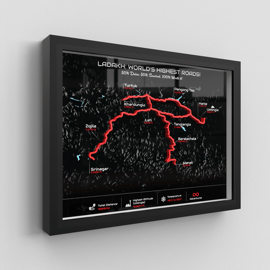 Ladakh Circuit – Signature 3D Route Frame | Premium Black