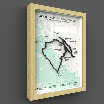 Grand Ladakh Circuit – Signature 3D Route Frame | Heritage Wood