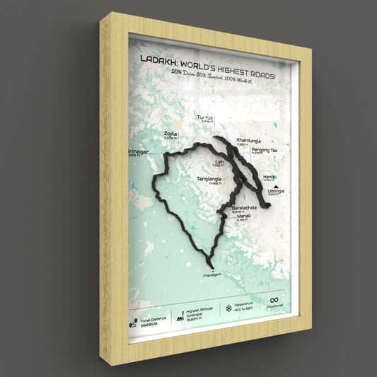 Grand Ladakh Circuit – Signature 3D Route Frame | Heritage Wood