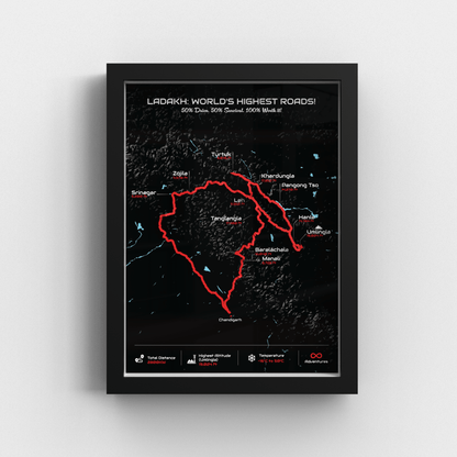 Grand Ladakh Circuit – Signature 3D Route Frame | Premium Black