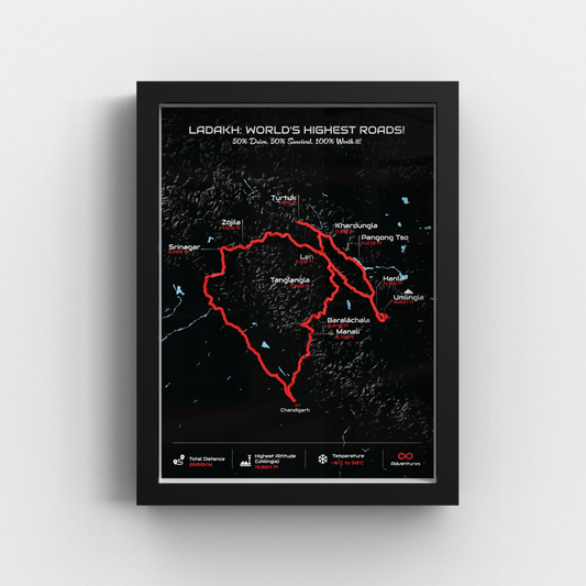 Grand Ladakh Circuit – Signature 3D Route Frame | Premium Black