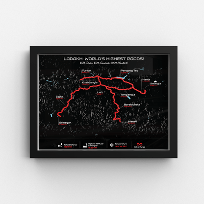 Ladakh Circuit – Signature 3D Route Frame | Premium Black