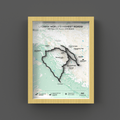 Grand Ladakh Circuit – Signature 3D Route Frame | Heritage Wood