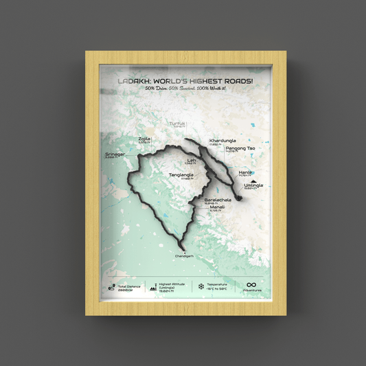 Grand Ladakh Circuit – Signature 3D Route Frame | Heritage Wood