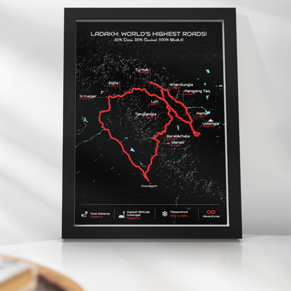 Grand Ladakh Circuit – Signature 3D Route Frame | Premium Black