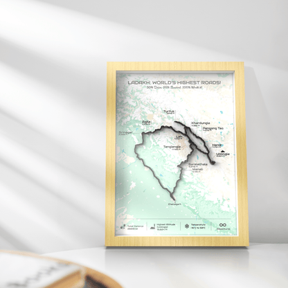 Grand Ladakh Circuit – Signature 3D Route Frame | Heritage Wood