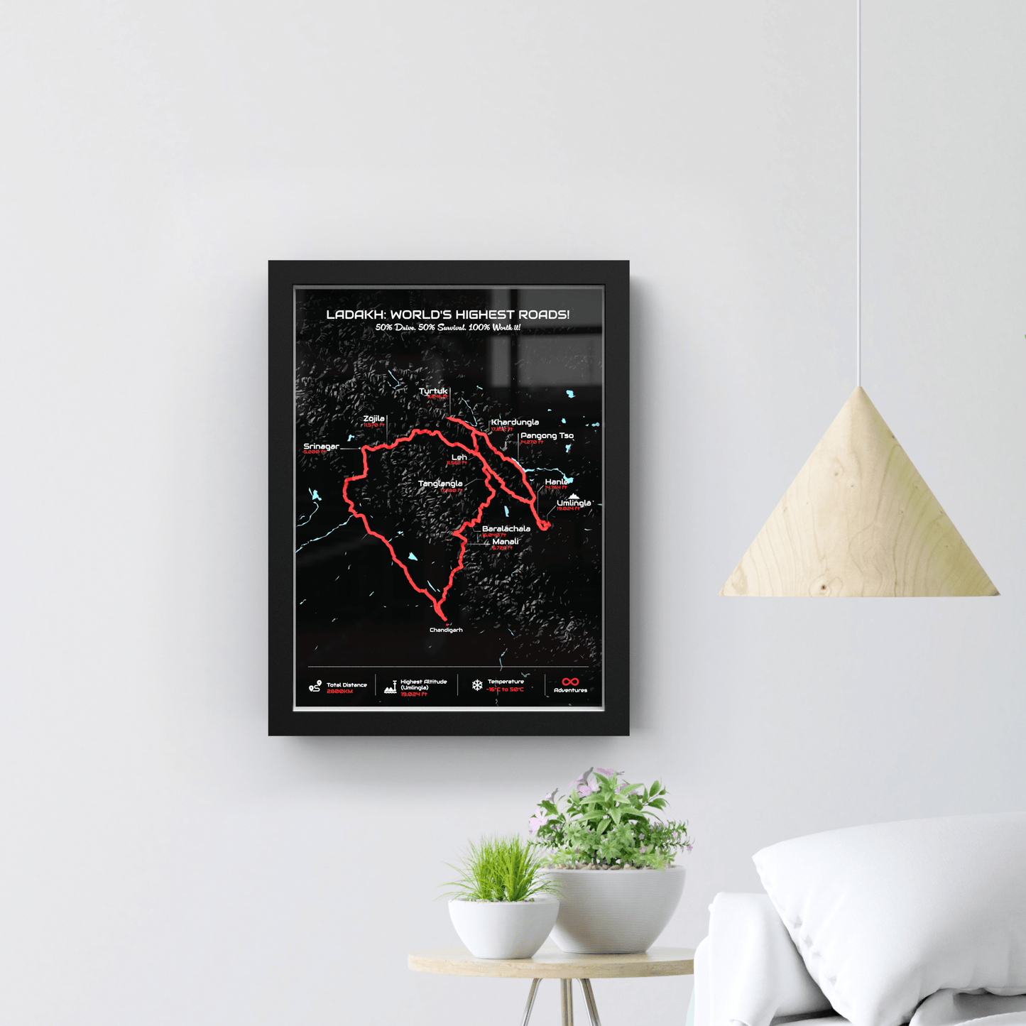 Grand Ladakh Circuit – Signature 3D Route Frame | Premium Black