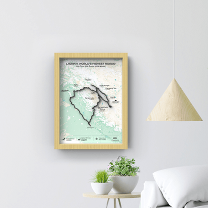 Grand Ladakh Circuit – Signature 3D Route Frame | Heritage Wood
