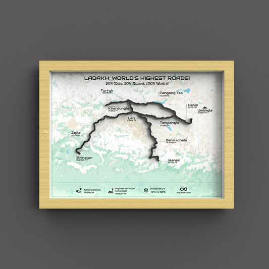 Ladakh Circuit – Signature 3D Route Frame | Heritage Wooden