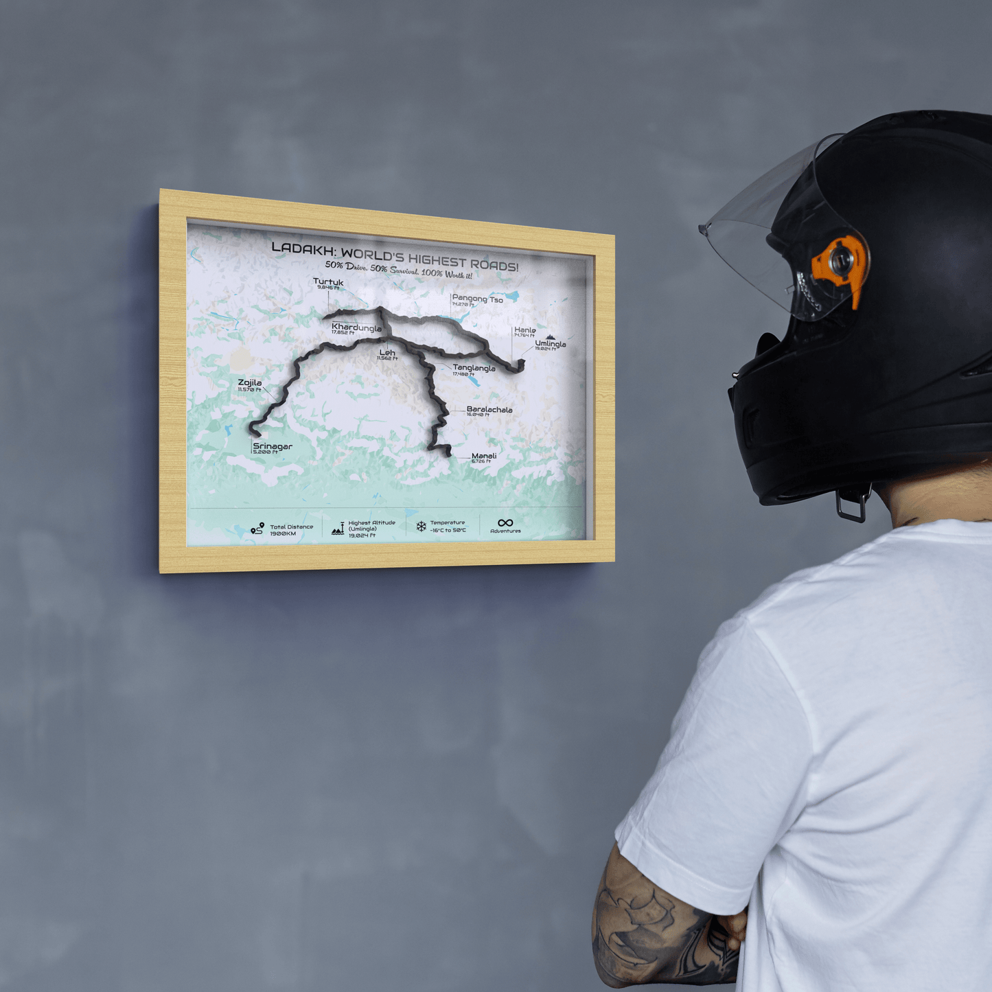 Ladakh Circuit – Signature 3D Route Frame | Heritage Wooden