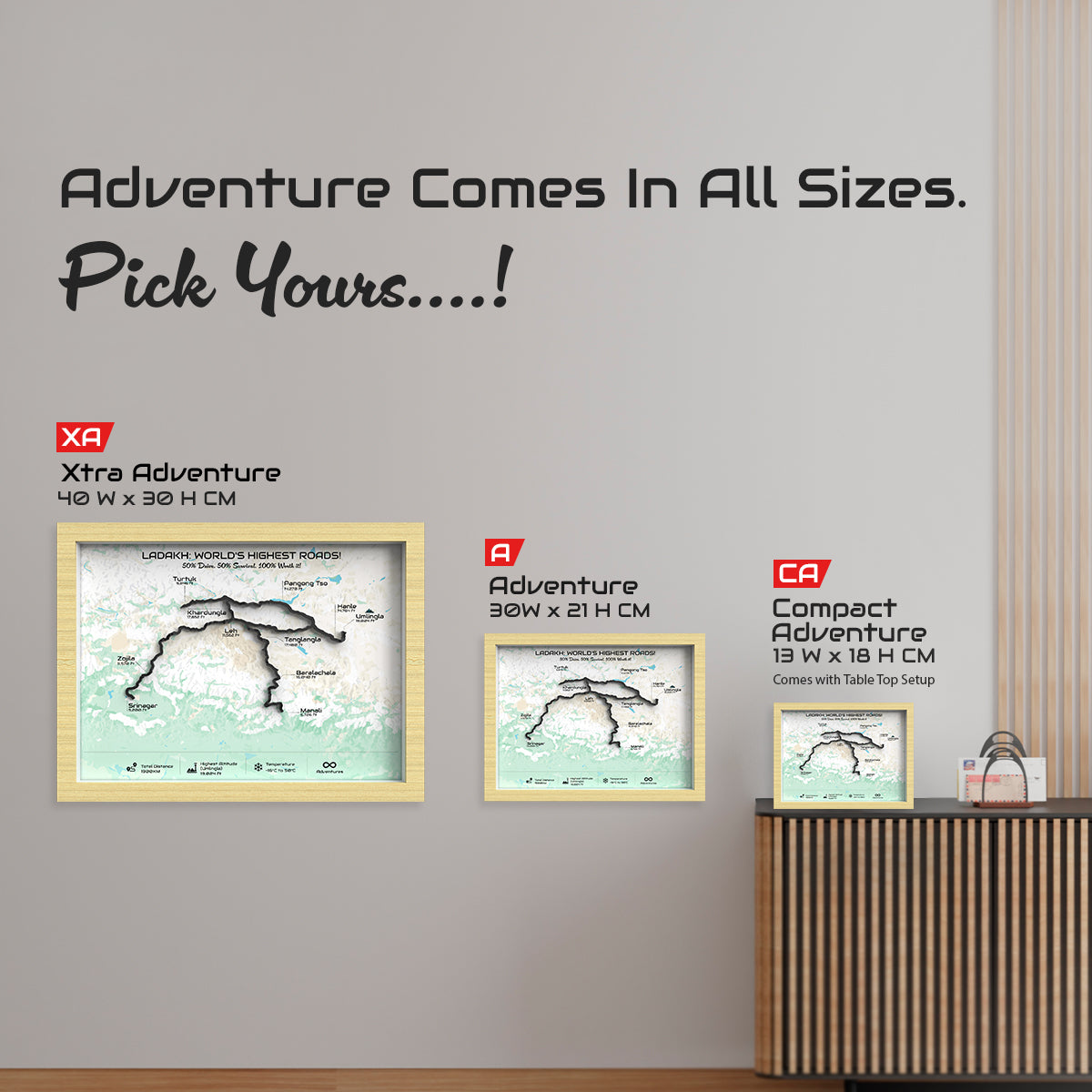 Ladakh Circuit – Signature 3D Route Frame | Heritage Wooden