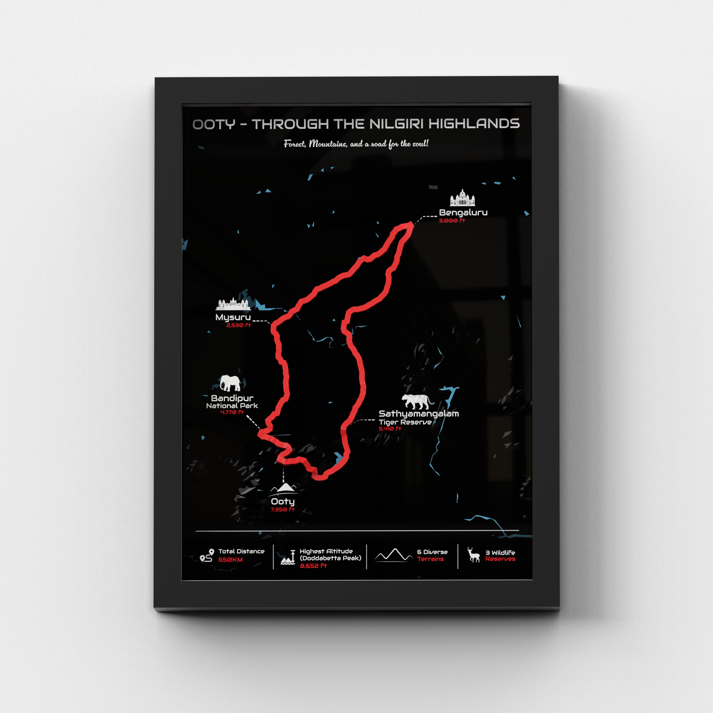 Ooty Circuit - Signature 3D Route Frames | Premium Black