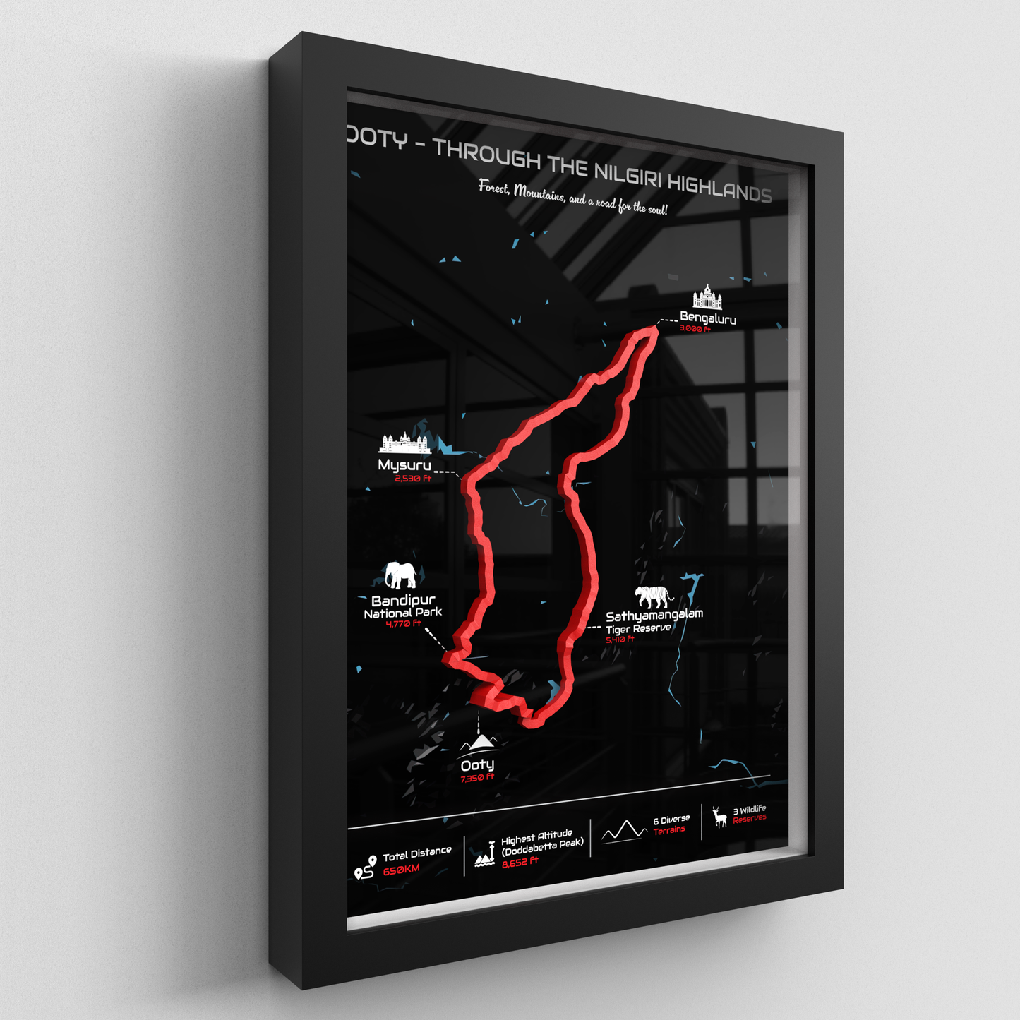 Ooty Circuit - Signature 3D Route Frames | Premium Black