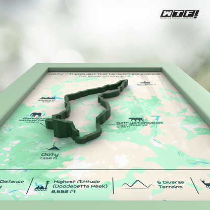Ooty - Pop-Out 3D Route Frame | Nilgiri Green