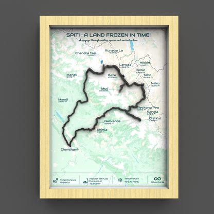 Spiti Circuit - Signature 3D Route Frame | Heritage Wood