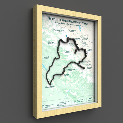Spiti Circuit - Signature 3D Route Frame | Heritage Wood